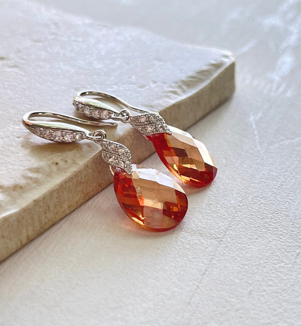 Topaz Cubic Zirconia Chandelier Earrings, Topaz CZ  Drop Earrings in Sterling Silver