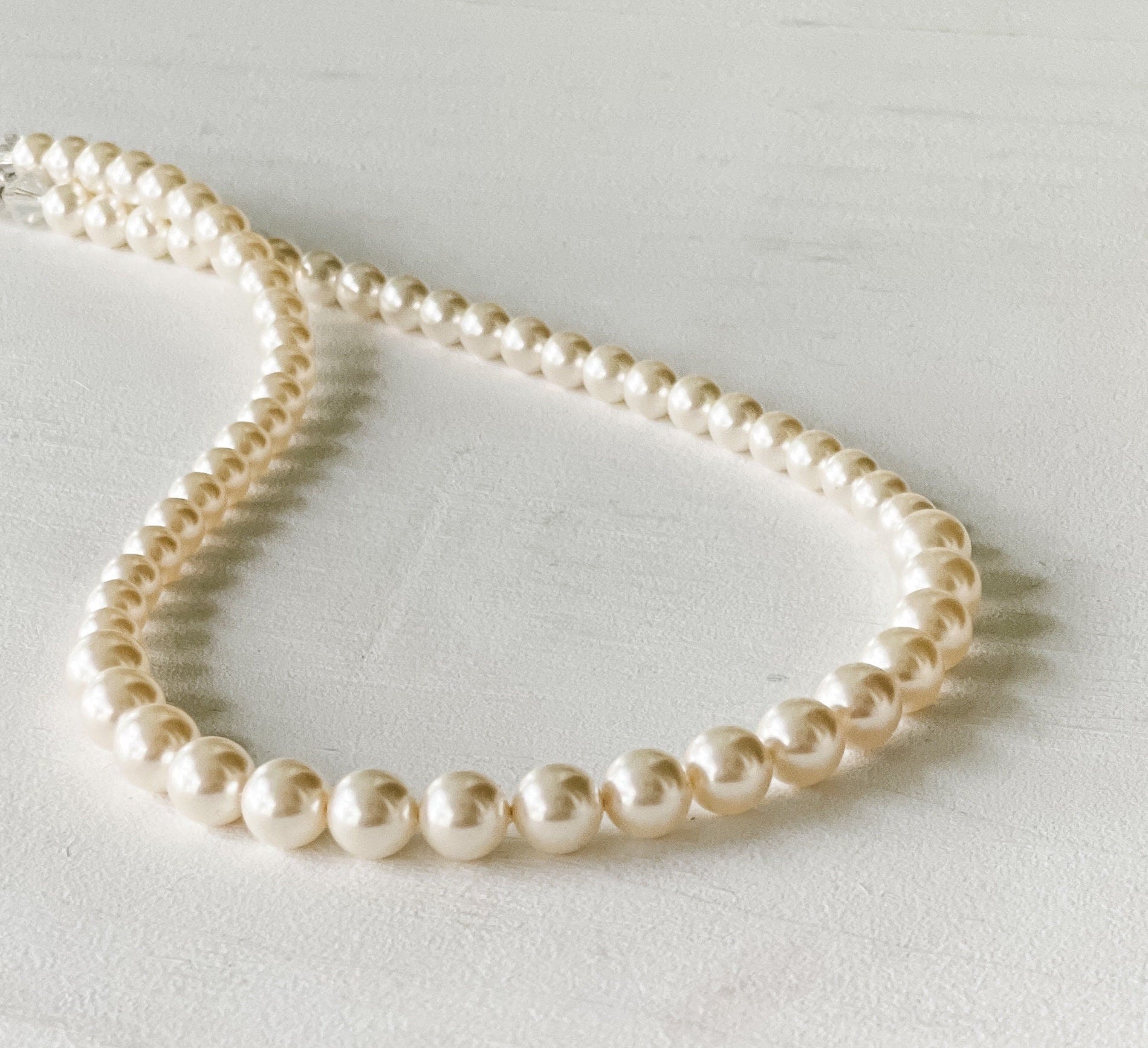 Cream Pearl Necklace, Single Strand Classic Swarovski Pearl Hand Beaded Necklace for Bride or Bridesmaid, Gifts for Her, Choose your Color