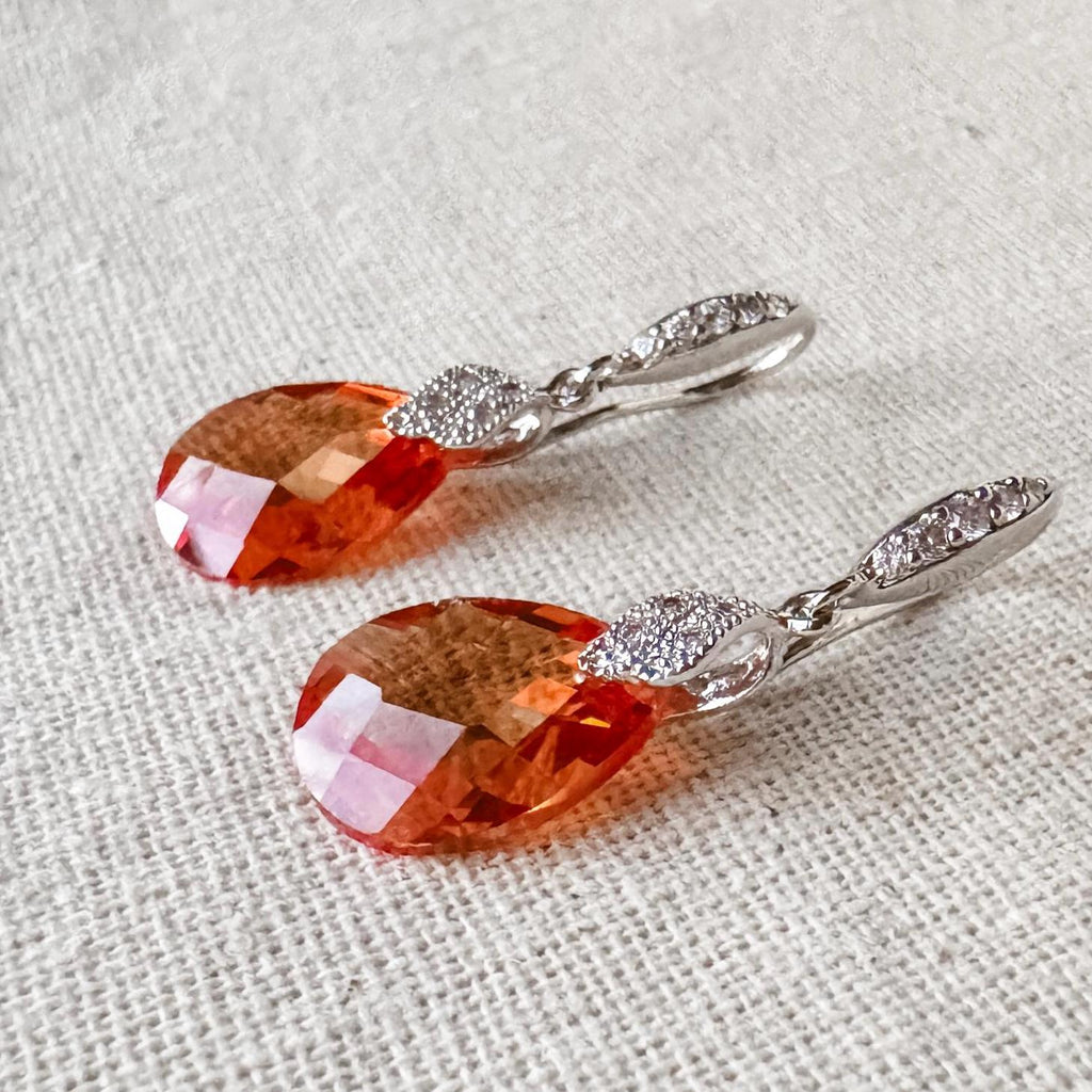 Topaz Cubic Zirconia Chandelier Earrings, Topaz CZ  Drop Earrings in Sterling Silver
