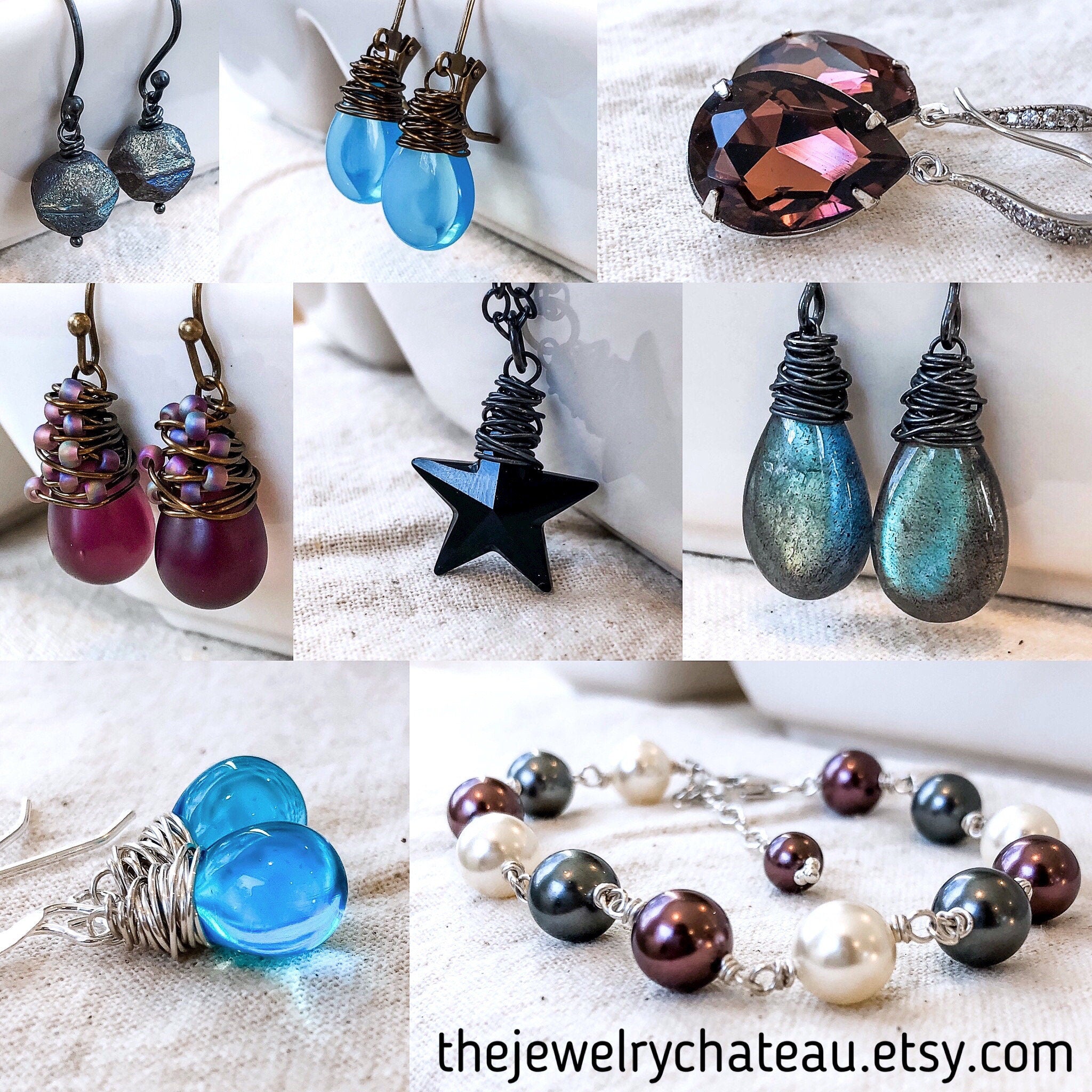 Baby Blue Sea Glass Earrings, Boho Wire Wrapped Brass Dangles