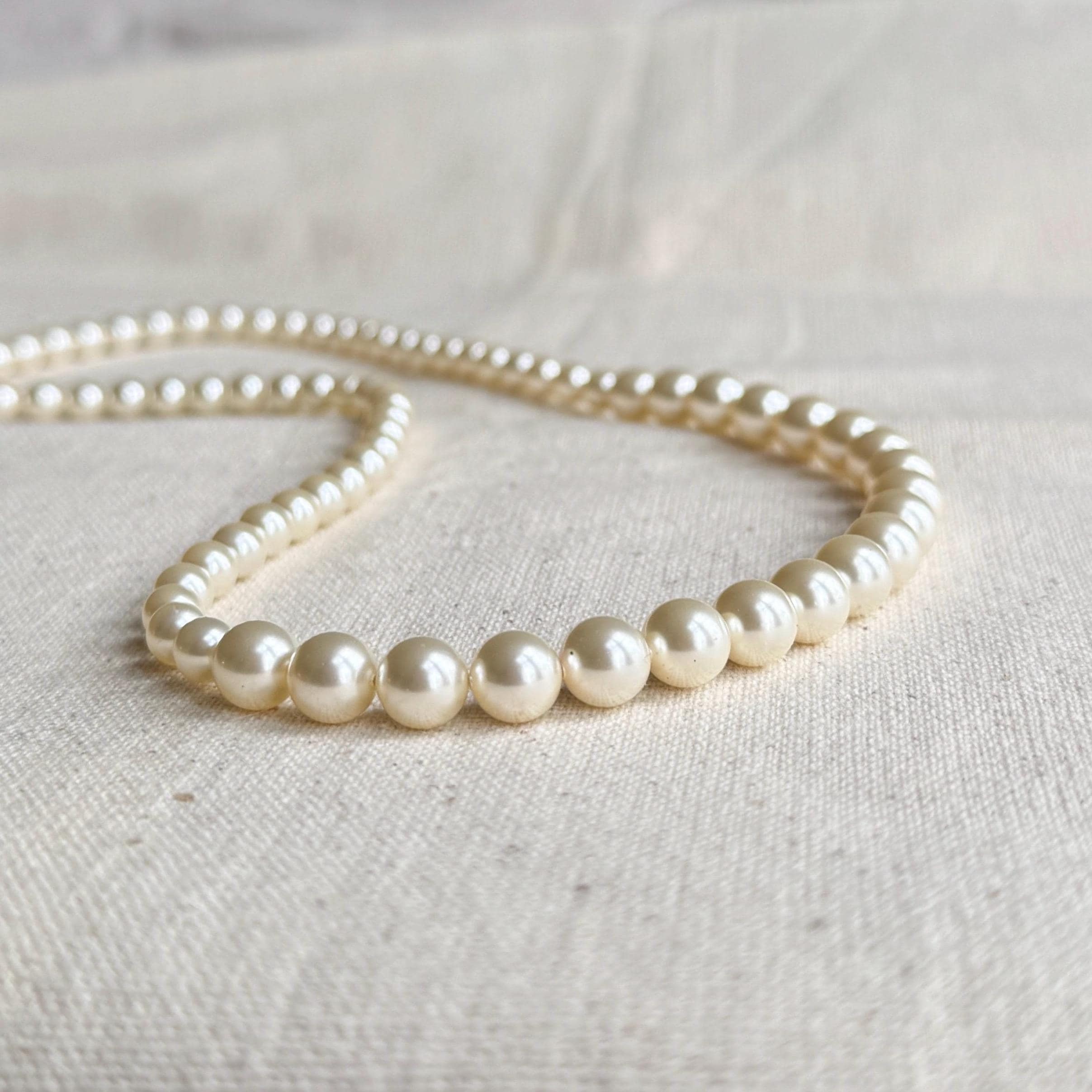 Cream Pearl Necklace, Single Strand Classic Swarovski Pearl Hand Beaded Necklace for Bride or Bridesmaid, Gifts for Her, Choose your Color