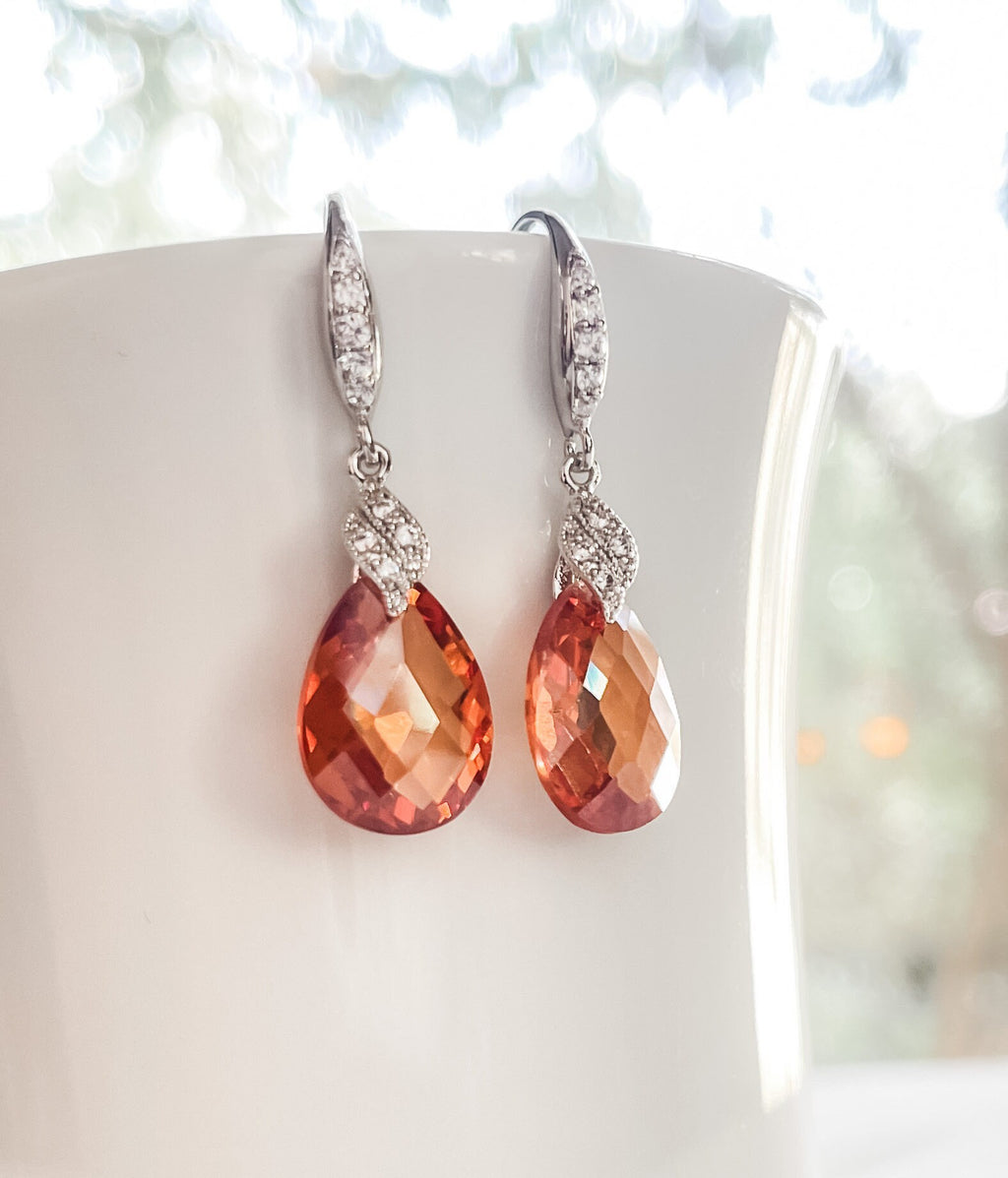 Topaz Cubic Zirconia Chandelier Earrings, Topaz CZ  Drop Earrings in Sterling Silver