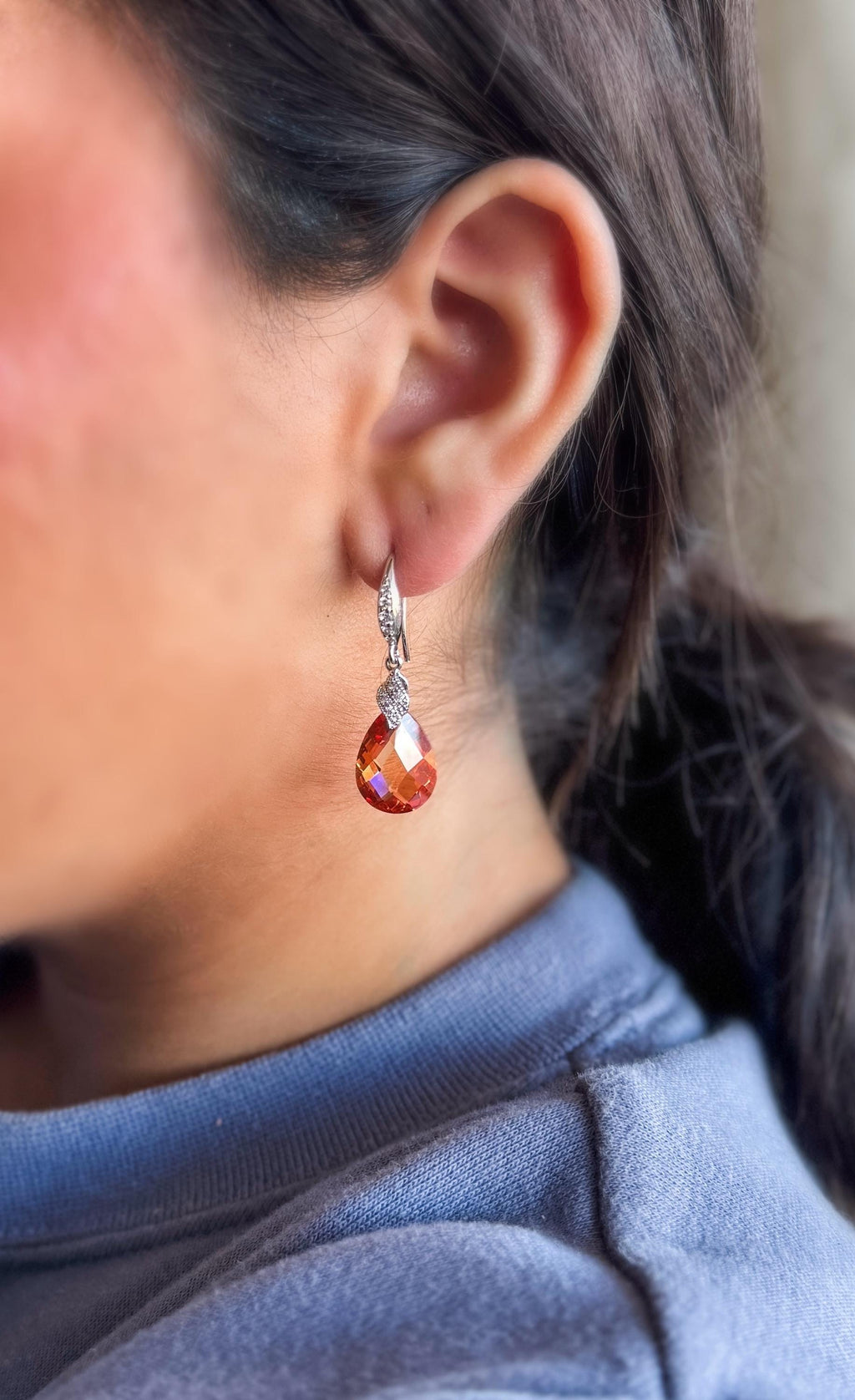 Topaz Cubic Zirconia Chandelier Earrings, Topaz CZ  Drop Earrings in Sterling Silver